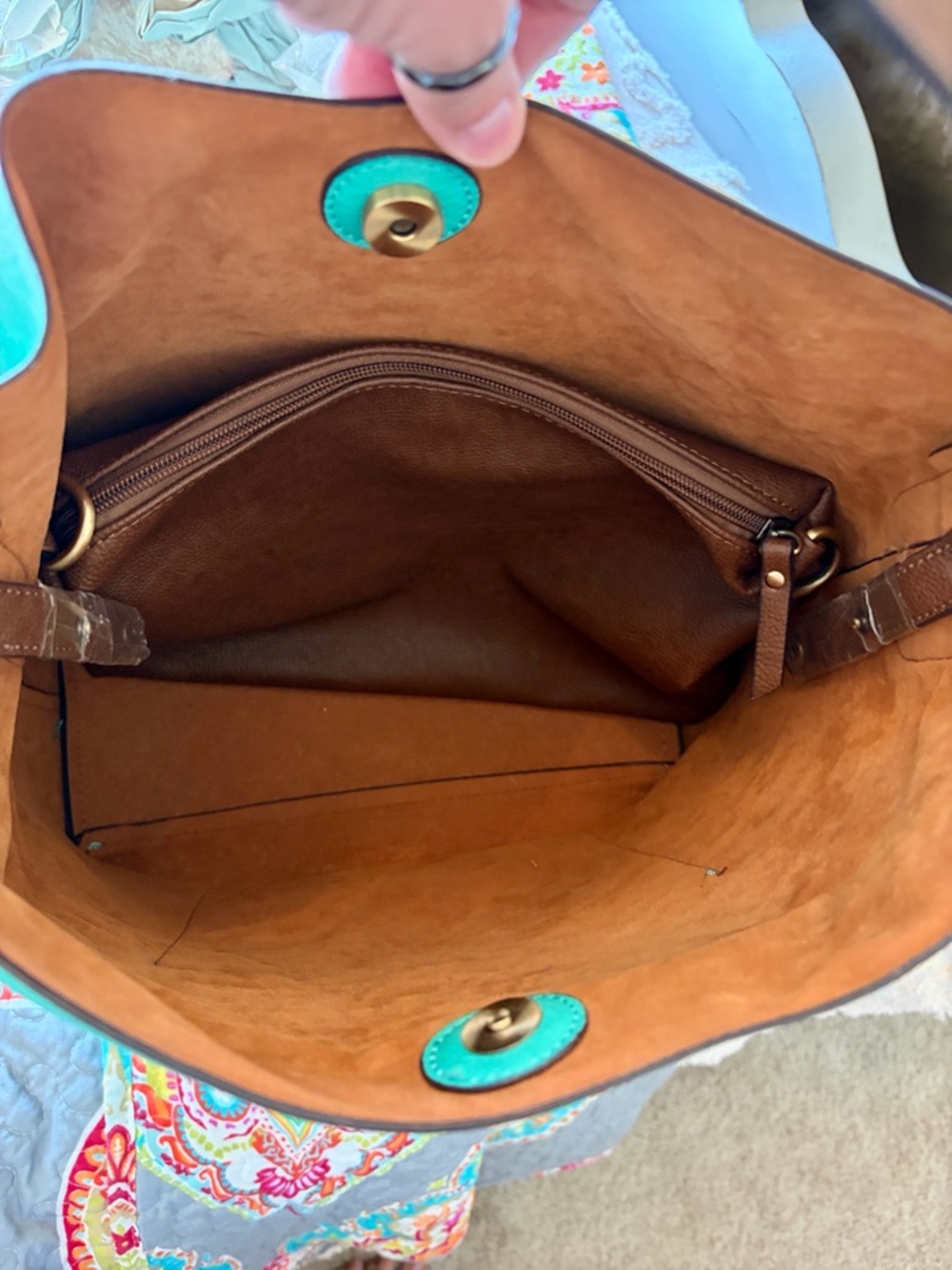 Teal Leather Shoulder Bag - Unbranded - Picture 4 of 6